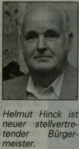 Zum neuen stellvertretenden Bürgermeister wurde <b>Helmut Hinck</b> aus ... - hinck